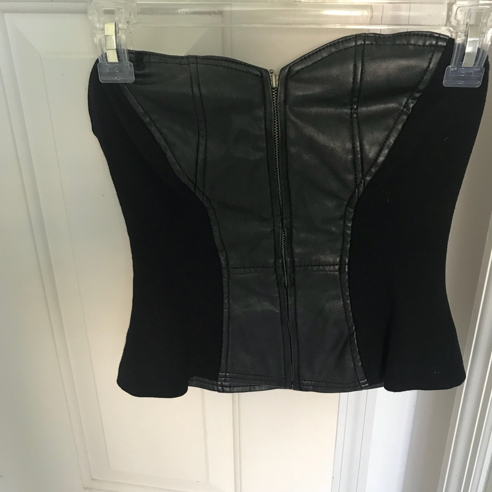 Black pleather Bebe bustier